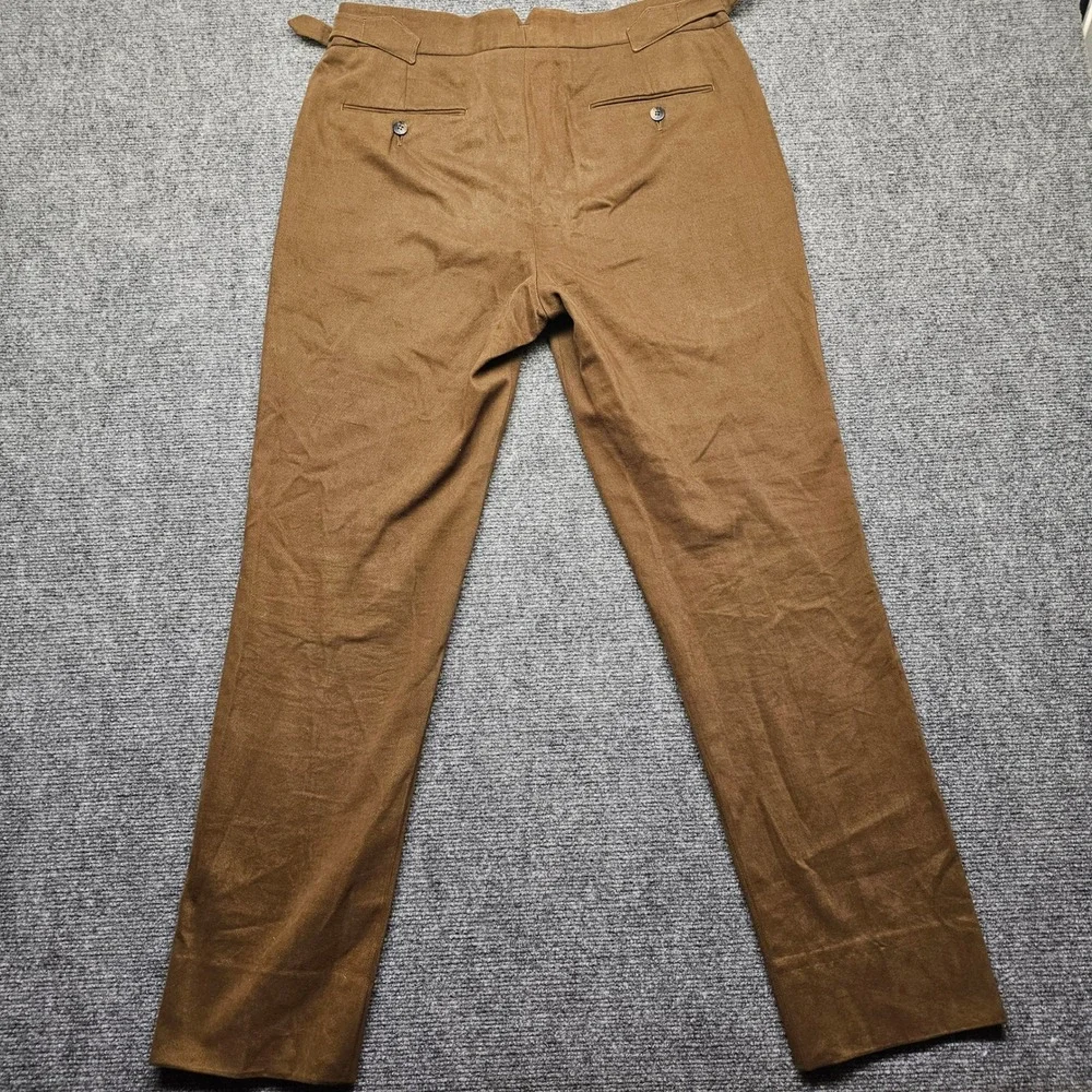 Stile Latino Brown Cotton Cashmere Pleated Trousers Side Adjusters Italy 50/34